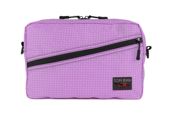A Packing Cube Shoulder Bag in Wisteria (pale purple with white grid) 200 Halcyon